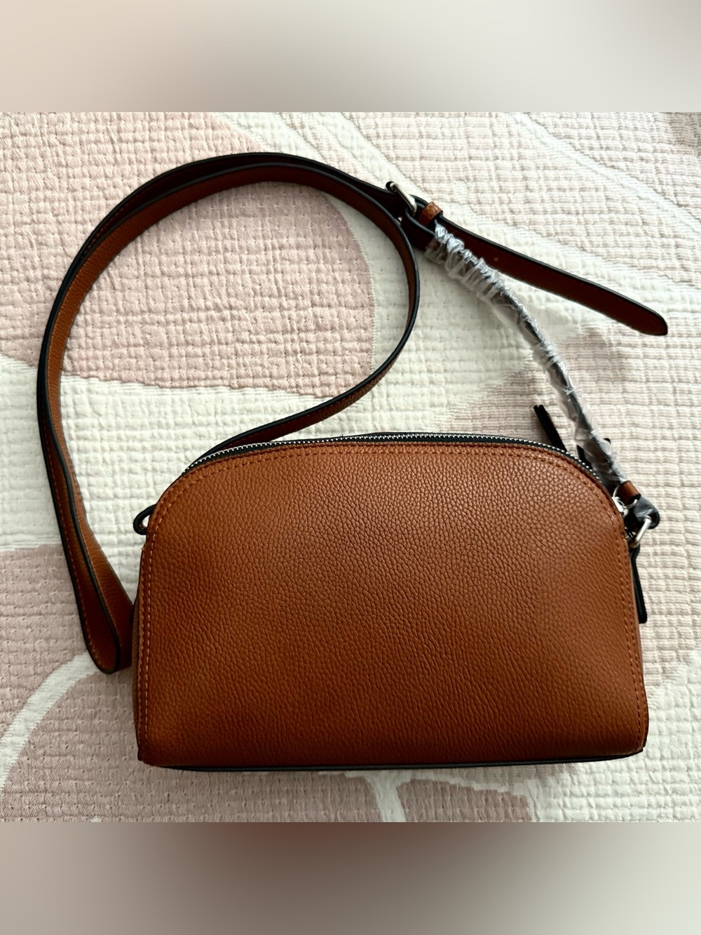 NWT RUSTY-BROWN DOUBLE-ZIPPERED CROSS-BODY PURSE